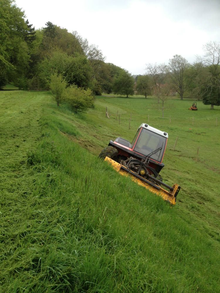 Tractor Mowing a Bank